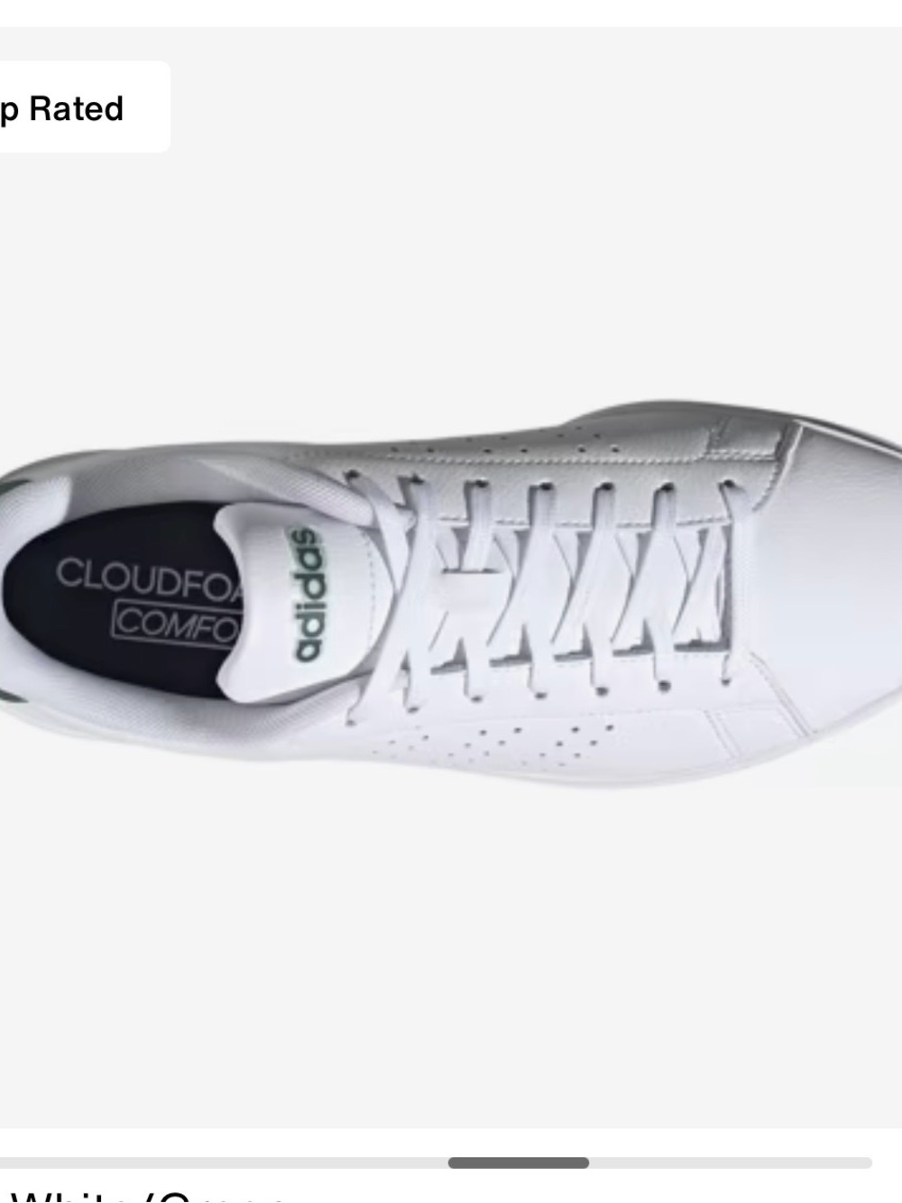 adidas White Leather Cloudfoam Lace-Up Sneakers with Green Logo